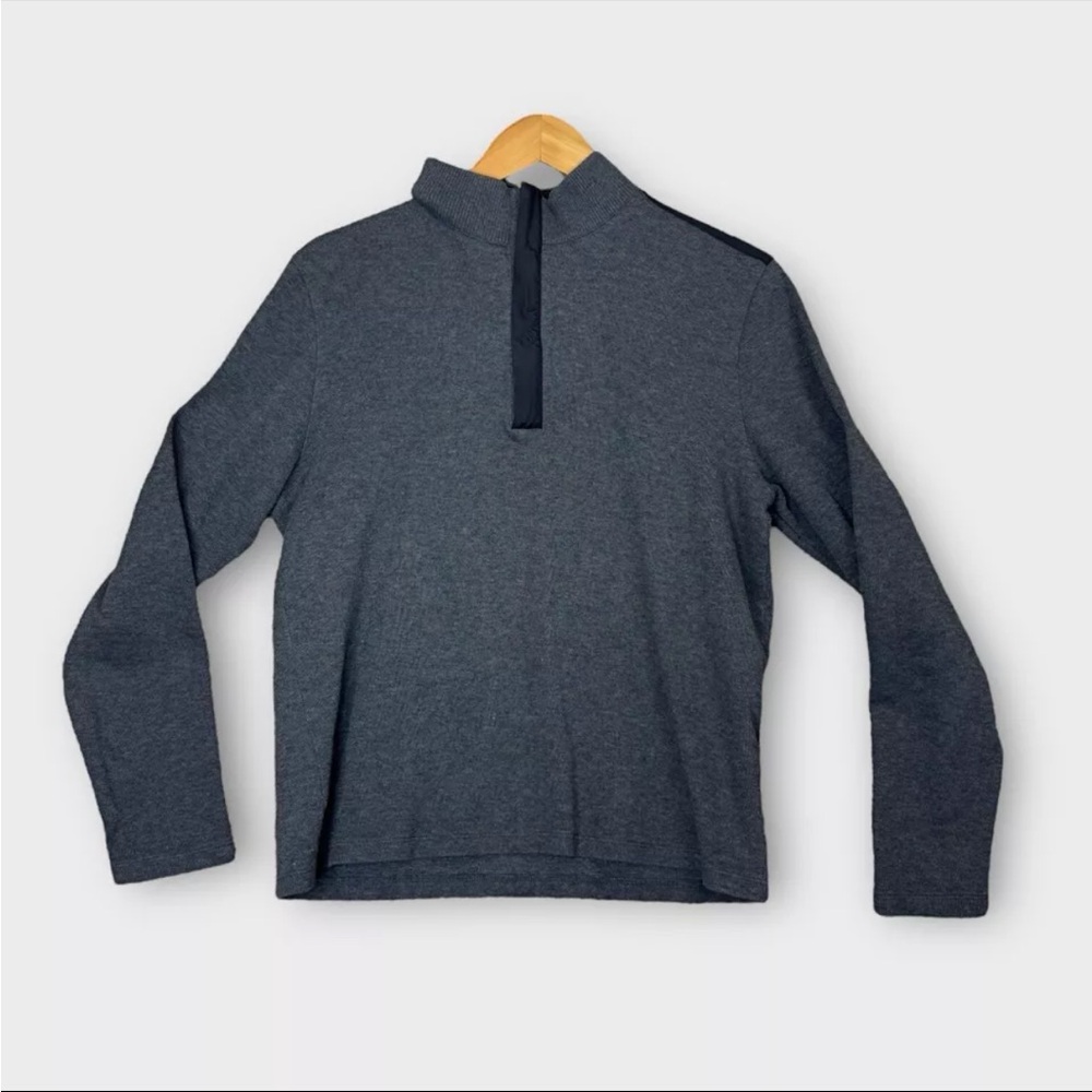 Boss Hugo Boss Sweater 1/4 Zip Regular Fit Pullover Mens Large Gray Mock Neck